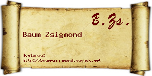 Baum Zsigmond névjegykártya